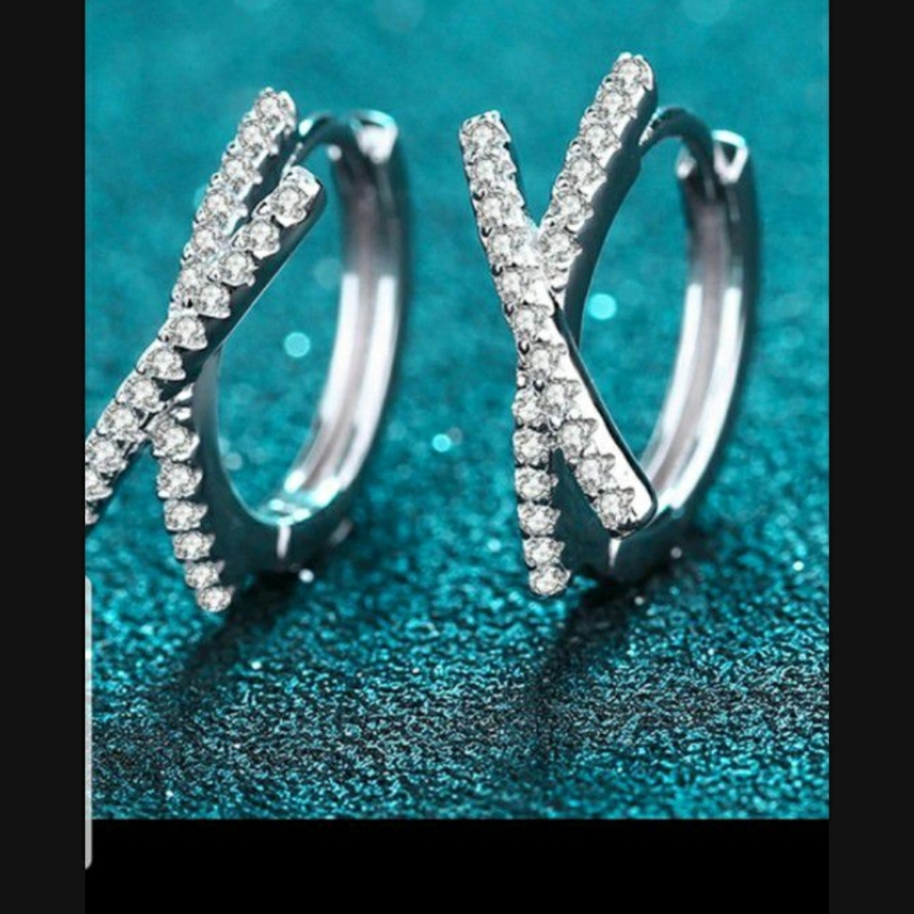 GENUINE 1 CT SILVER MOISSANITE HOOP EARRINGS